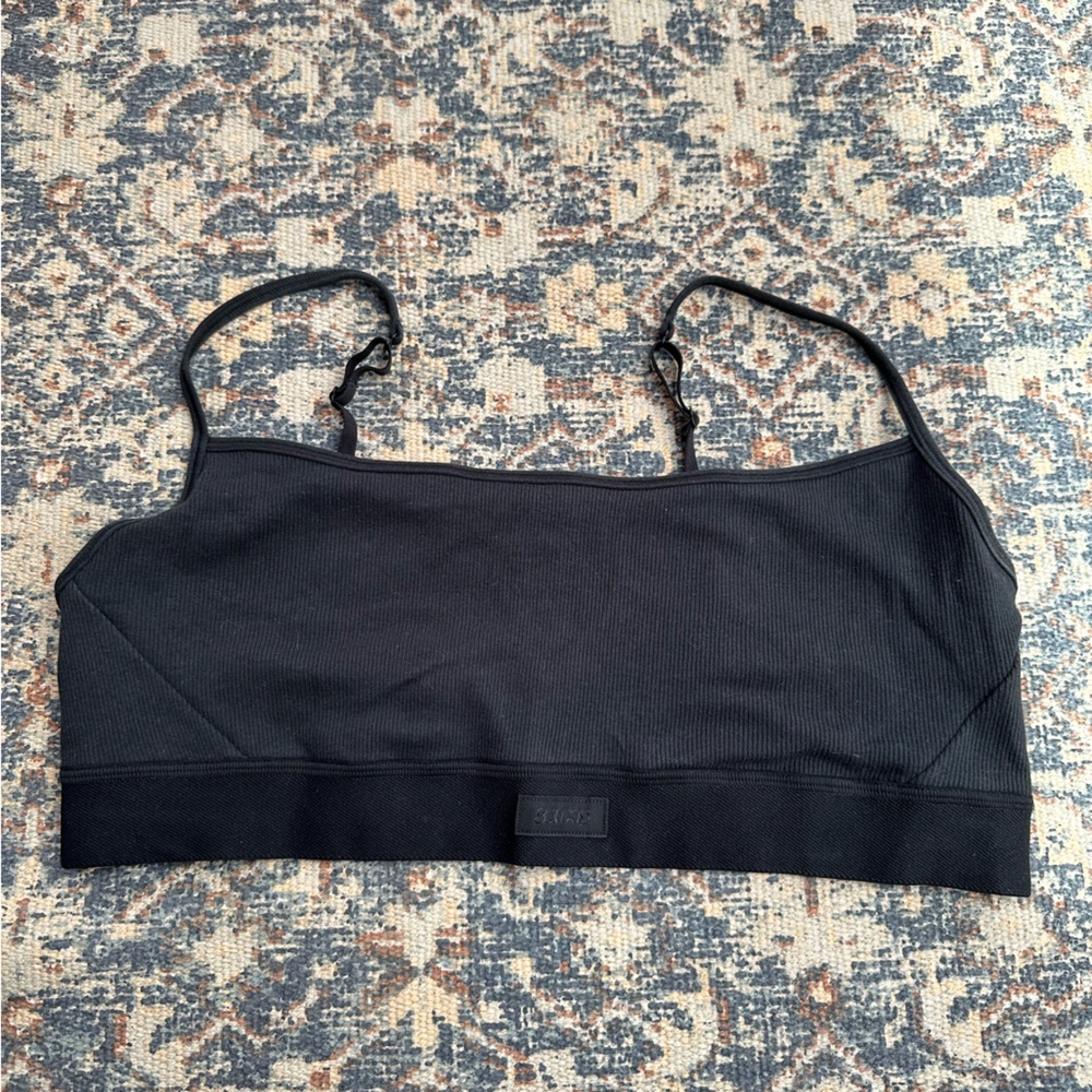 SKIMS Cotton Rib Scoop Bralette Black XL NWOT
